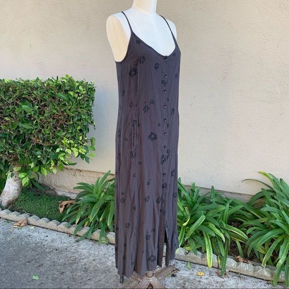 OBEY No. 89 Adjustable Button-Down Maxi Dress with Pockets Black Size XS - Picture 4 of 8